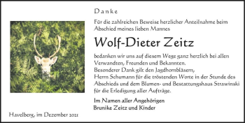 Traueranzeige von Wolf-Dieter Zeitz  von Magdeburger Volksstimme