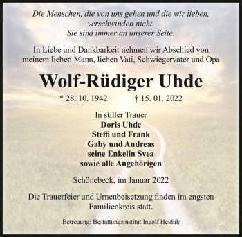 Traueranzeige von Wolf-Rüdiger Uhde  von Magdeburger Volksstimme