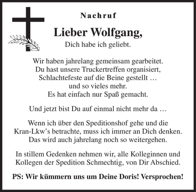  Traueranzeige für Wolfgang  vom 13.02.2021 aus Magdeburger Volksstimme