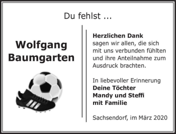 Traueranzeige von Wolfgang Baumgarten  von Magdeburger Volksstimme