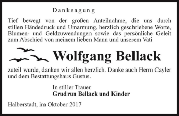 Traueranzeige von Wolfgang Bellack  von Magdeburger Volksstimme