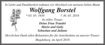 Traueranzeige von Wolfgang Borstel  von Magdeburger Volksstimme
