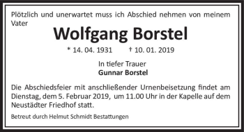 Traueranzeige von Wolfgang Borstel  von Magdeburger Volksstimme