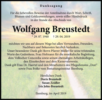Traueranzeige von Wolfgang Breustedt  von Magdeburger Volksstimme