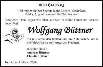 Traueranzeige von Wolfgang Büttner  von Magdeburger Volksstimme