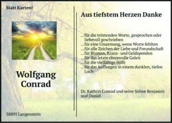 Traueranzeige von Wolfgang Conrad  von Magdeburger Volksstimme
