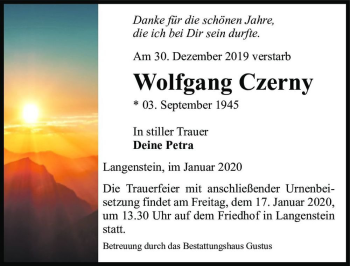 Traueranzeige von Wolfgang Czerny  von Magdeburger Volksstimme