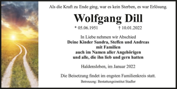Traueranzeige von Wolfgang Dill  von Magdeburger Volksstimme