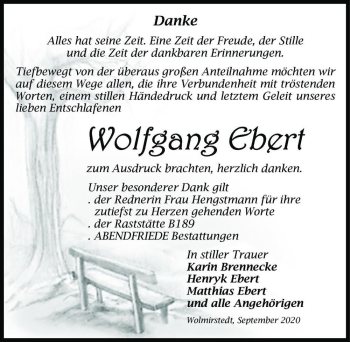 Traueranzeige von Wolfgang Ebert  von Magdeburger Volksstimme
