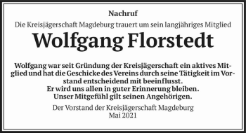 Traueranzeige von Wolfgang Florstedt  von Magdeburger Volksstimme