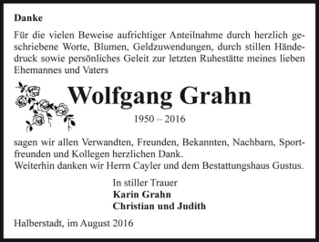 Traueranzeige von Wolfgang Grahn  von Magdeburger Volksstimme