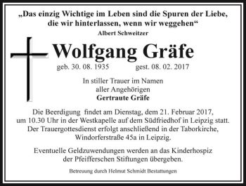 Traueranzeige von Wolfgang Gräfe  von Magdeburger Volksstimme