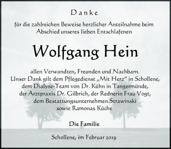 Traueranzeige von Wolfgang Hein  von Magdeburger Volksstimme