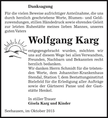 Traueranzeige von Wolfgang Karg  von Magdeburger Volksstimme