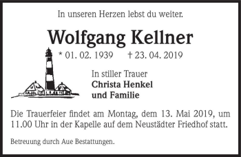 Traueranzeige von Wolfgang Kellner  von Magdeburger Volksstimme