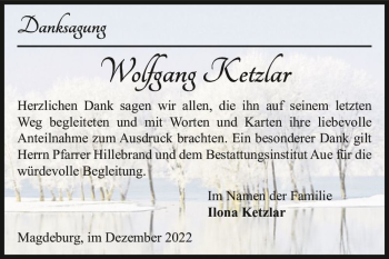 Traueranzeige von Wolfgang Ketzlar  von Magdeburger Volksstimme