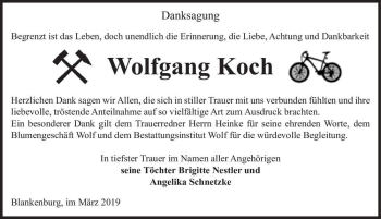 Traueranzeige von Wolfgang Koch  von Magdeburger Volksstimme