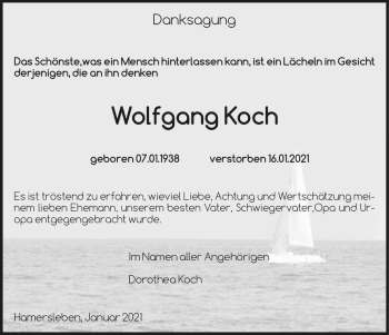 Traueranzeige von Wolfgang Koch  von Magdeburger Volksstimme