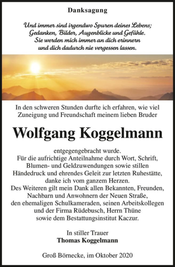 Traueranzeige von Wolfgang Koggelmann  von Magdeburger Volksstimme