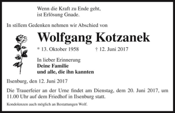 Traueranzeige von Wolfgang Kotzanek  von Magdeburger Volksstimme