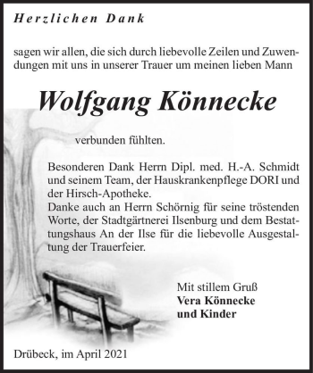 Traueranzeige von Wolfgang Könnecke  von Magdeburger Volksstimme