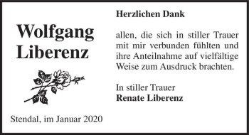 Traueranzeige von Wolfgang Liberenz  von Magdeburger Volksstimme