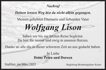 Traueranzeige von Wolfgang Lison  von Magdeburger Volksstimme