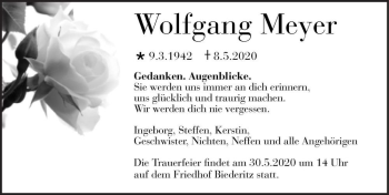 Traueranzeige von Wolfgang Meyer  von Magdeburger Volksstimme