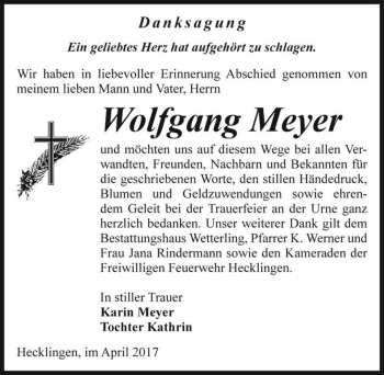 Traueranzeige von Wolfgang Meyer  von Magdeburger Volksstimme