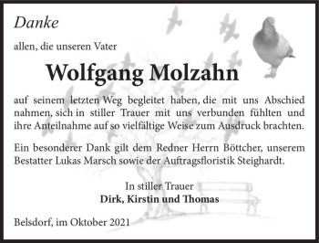 Traueranzeige von Wolfgang Molzahn  von Magdeburger Volksstimme