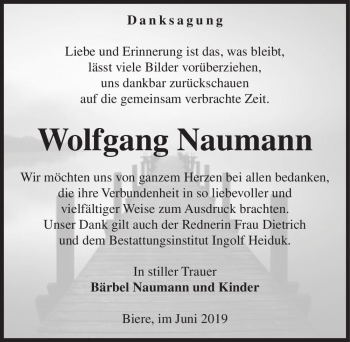 Traueranzeige von Wolfgang Naumann  von Magdeburger Volksstimme