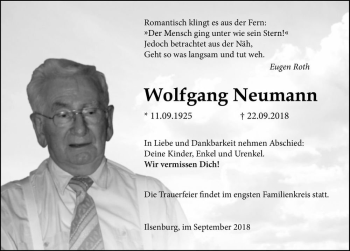 Traueranzeige von Wolfgang Neumann  von Magdeburger Volksstimme