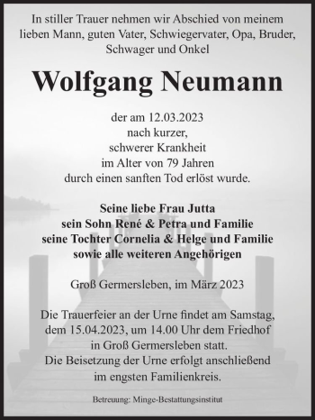 Traueranzeige von Wolfgang Neumann  von Magdeburger Volksstimme