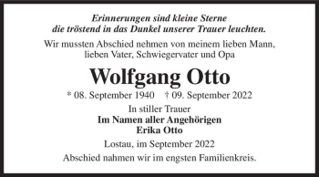 Traueranzeige von Wolfgang Otto  von Magdeburger Volksstimme