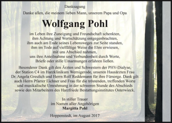 Traueranzeige von Wolfgang Pohl  von Magdeburger Volksstimme