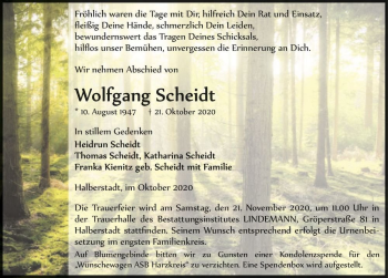 Traueranzeige von Wolfgang Scheidt  von Magdeburger Volksstimme