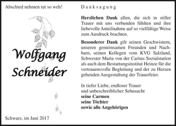 Traueranzeige von Wolfgang Schneider  von Magdeburger Volksstimme
