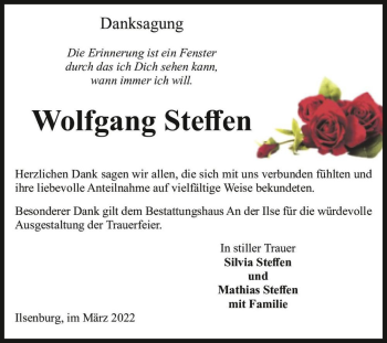 Traueranzeige von Wolfgang Steffen  von Magdeburger Volksstimme