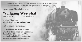 Traueranzeige von Wolfgang Westphal  von Magdeburger Volksstimme
