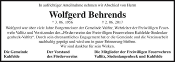 Traueranzeige von Wolfgerd Behrends  von Magdeburger Volksstimme