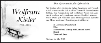 Traueranzeige von Wolfram Kieler  von Magdeburger Volksstimme