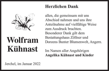 Traueranzeige von Wolfram Kühnast  von Magdeburger Volksstimme