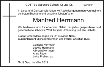 Traueranzeige von manfred Herrmann  von Magdeburger Volksstimme