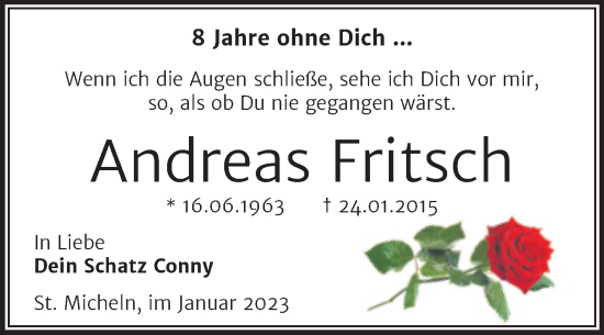 Traueranzeige von Andreas Fritsch von Trauerkombi Merseburg