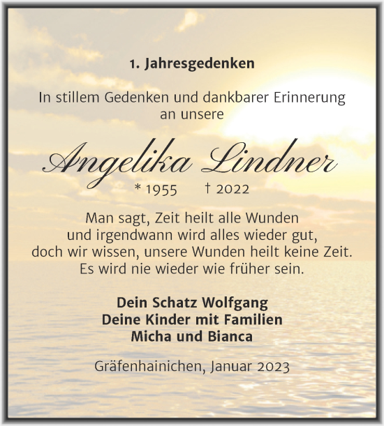 Traueranzeige von Angelika Lindner von Mitteldeutsche Zeitung