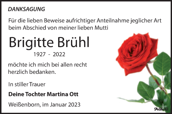Traueranzeige von Brigitte Brühl von Trauerkombi Zeitz