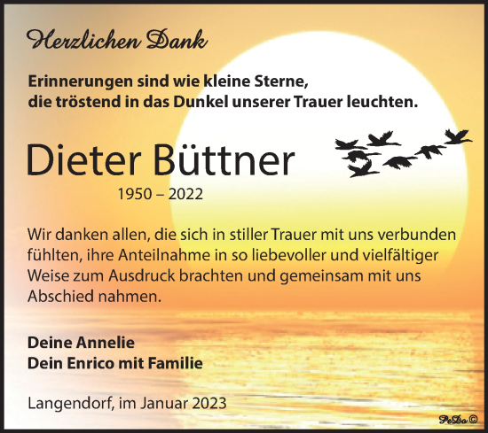 Traueranzeige von Dieter Büttner von Trauerkombi Weißenfels