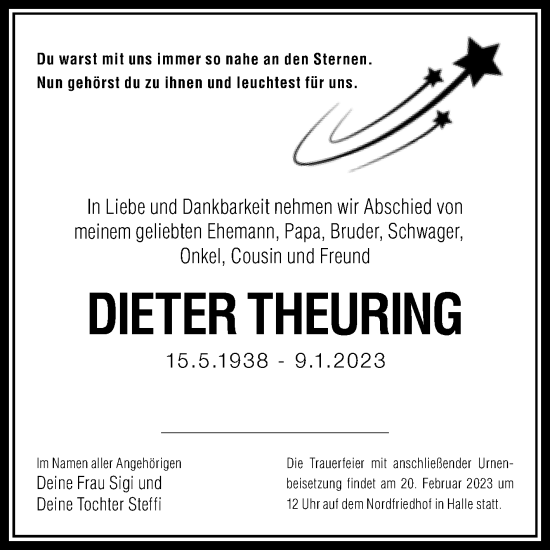Traueranzeige von Dieter Theuring von Mitteldeutsche Zeitung Halle/Saalkreis