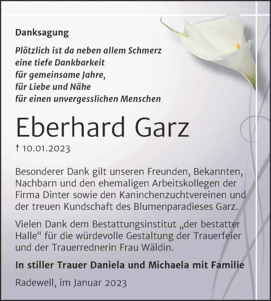 Traueranzeige von Eberhard Garz von Mitteldeutsche Zeitung Halle/Saalkreis