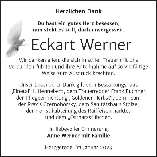Traueranzeige von Eckart Werner von Super Sonntag Quedlingburg